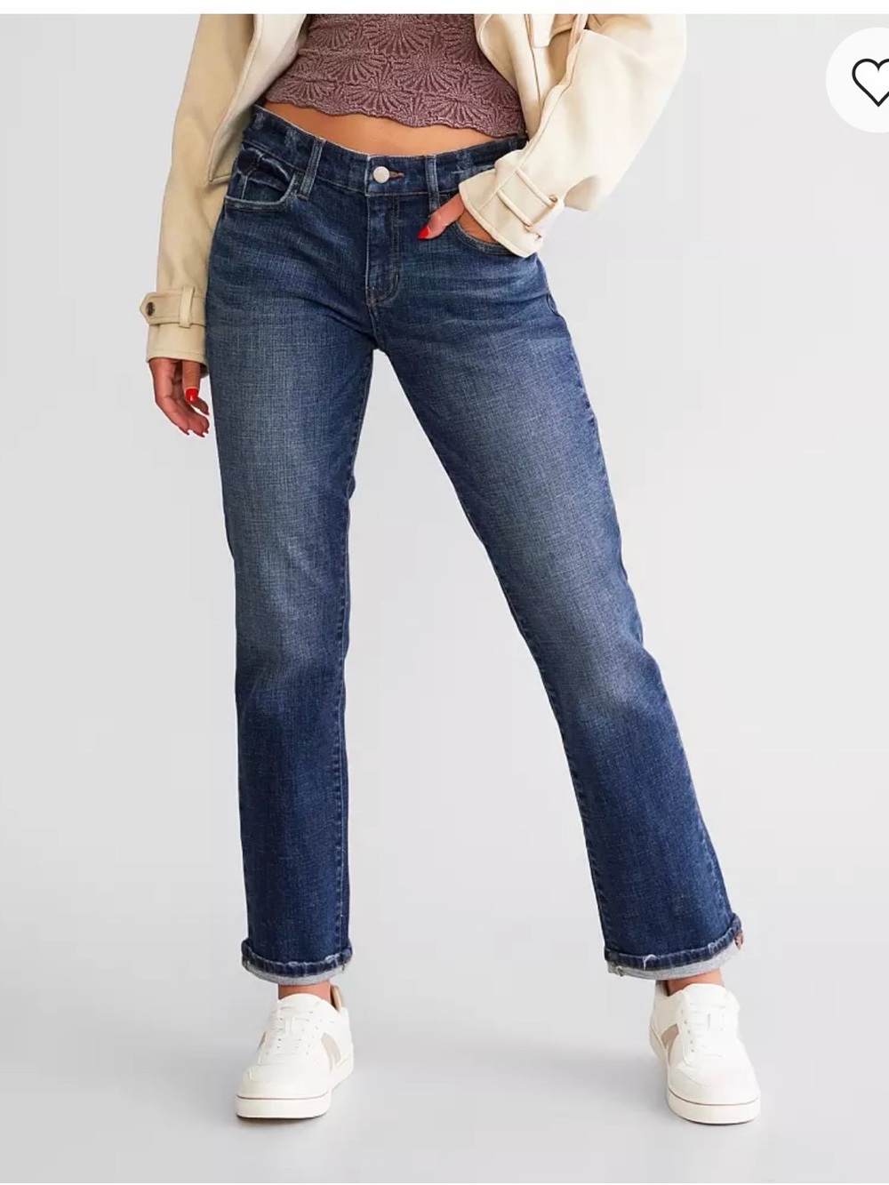KanCan Signature Mid Rise Relaxed Fit Jeans Distressed Hem